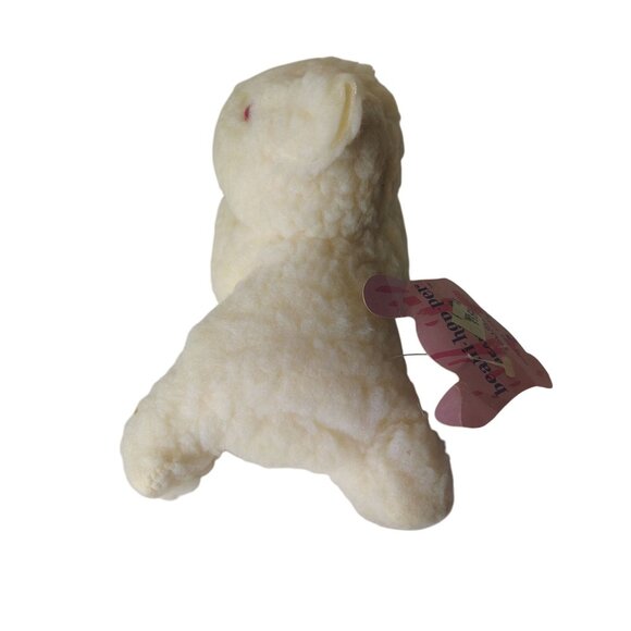 Vintage Beani Hop Per White Lamb Plush Stuffed Animal, Pink Eyes, w/Tag Toy - Picture 5 of 9